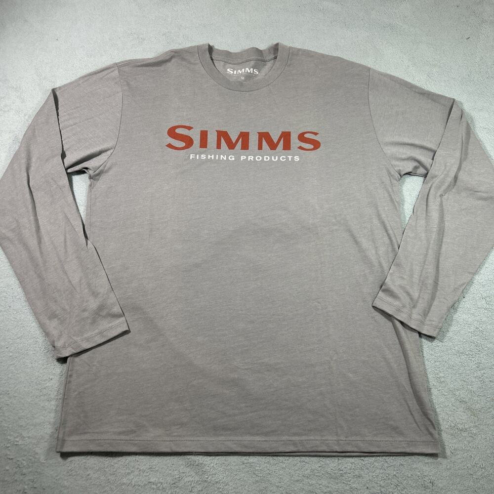 Simms Fishing Long Sleeve Crewneck Shirt Mens Large Gray Spell Outdoors Camp